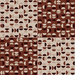 Coffee pattern tiles seamless. Print and pattern design in coffee colors. Half circle coffee color. Coffee beans for print.