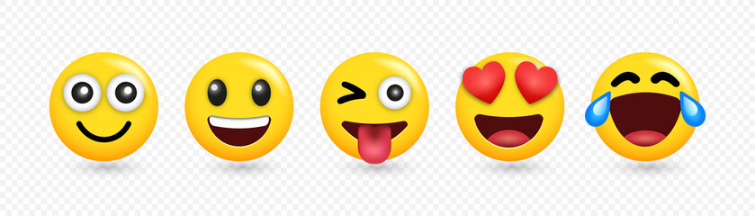 3D Emoticon, Emoji, Smile, icon Set with Different Reactions, isolated, Vector illustration - 516137357