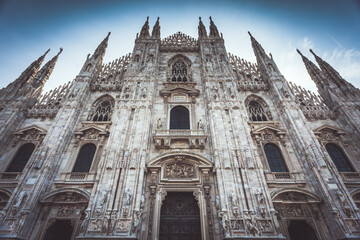 Details of facade of gothic cathedral Duomo of Milano - 516137554