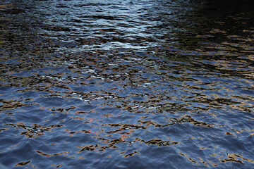 colored textural reflections in the waves of the river
