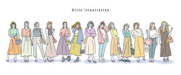 人物 女性 おしゃれイラスト素材	