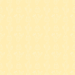 Materiał do szycia Beige seamless pattern with outline cactus.