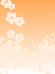 Naklejka premium オレンジ色の梅柄和柄 ベクター 縦型 