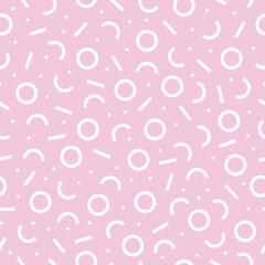 Pink seamless pattern with memphis design