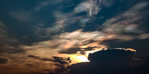 sunset in the raimbow clouds