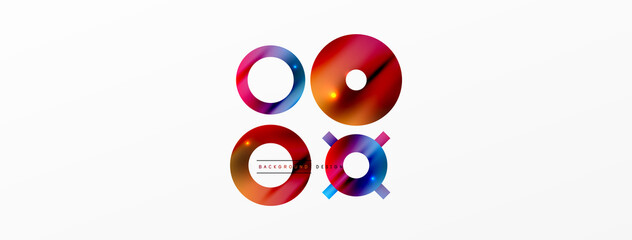 Minimal geometric abstract background. Shiny and glossy circle, line and round shapes design. Trendy techno business template for wallpaper, banner, background or landing