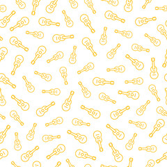 Materiał do szycia White seamless pattern with yellow ukulele icons.