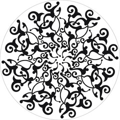 Indian Traditional and Cultural Rangoli, Alpona, Kolam, or Paisley vector line art. Bengal art India. for textile printing, logo, wallpaper
