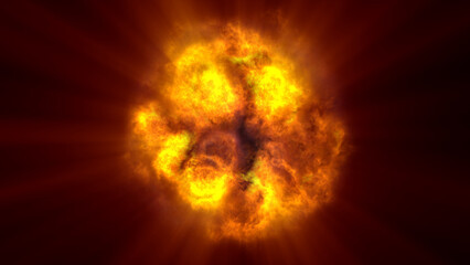 Fototapeta premium fire flame ball explosion in space, illustration