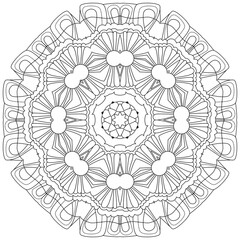 Hand drawn zentangle circular ornament for coloring page.