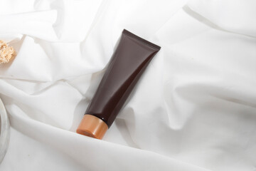 mockup tube bottle for skin care cosmetic summer sunscreen, product branding, cream lotion treatment