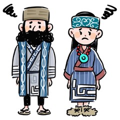困った顔　アイヌ民族　イラスト