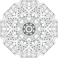 Hand drawn zentangle circular ornament for coloring page.