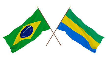 Fototapeta premium Background for designers, illustrators. National Independence Day. Flags Brazil and Gobon