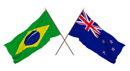 Background for designers, illustrators. National Independence Day. Flags Brazil and New Zealand