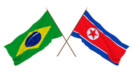 Background for designers, illustrators. National Independence Day. Flags Brazil and North Korea