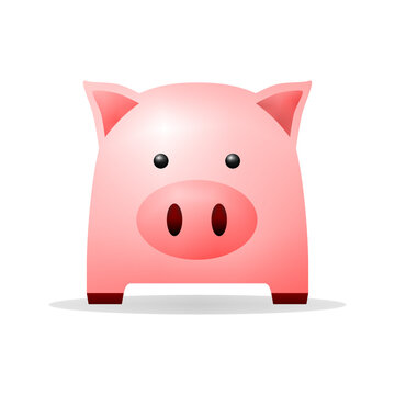 Cute pink fat pig standing cartoon character vector icon design.