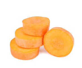 Carrots slices isolated on white background