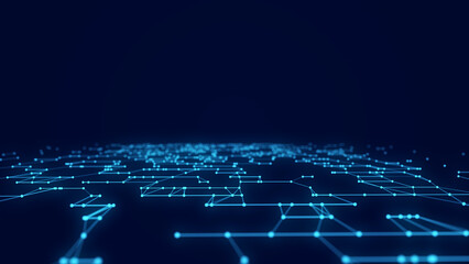 Digital database cyberspace. Decoding algorithms hacked software. Cyber security with moving particles. Big data visualization. 3d rendering.