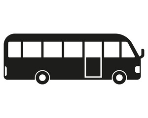 Side Bus icon. Public transport symbol. Automobile  Side view. Vector illustration isolated on white.