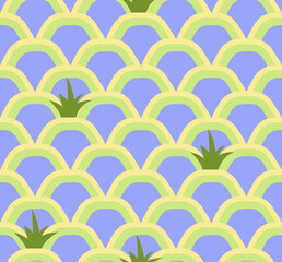 Pineapple seamless pattern as peel pineapple. Flat, vector