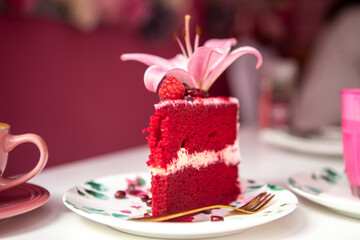Pink Velvet Cake Slice