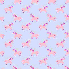 Seamless cute unicorn texture - pattern.