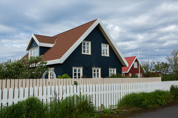 Fototapeta na wymiar Traditional colorful wooden house from Iceland. Dream house.