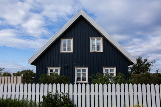 Traditional colorful wooden house from Iceland. Dream house.