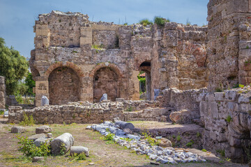 Ruins of ancient buildings against the sky