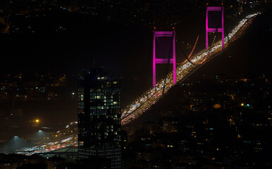 15th july Martyrs Bridge (15 temmuz sehitler koprusu) landscape. Bosphorus Bridge at night...