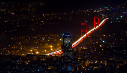 15th july Martyrs Bridge (15 temmuz sehitler koprusu) landscape. Bosphorus Bridge at night...