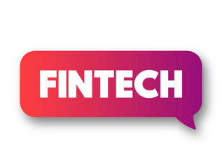 Fintech - technology and innovation that aims to compete with traditional financial methods in the delivery of financial services, text concept message bubble