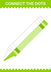 Connect the dots Crayon. Worksheet for kids