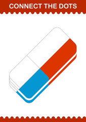 Connect the dots Eraser. Worksheet for kids