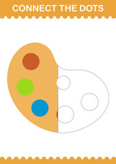 Connect the dots Art Palette. Worksheet for kids