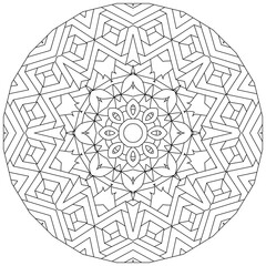 Hand drawn zentangle circular ornament for coloring page.