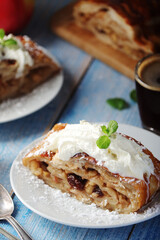 Traditional Austrian strudel with apples