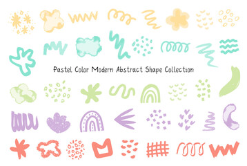 a set of pastel color hand drawn modern abstract organic shape