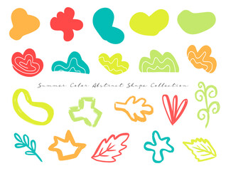 a set of summer color hand drawn modern abstract organic shape