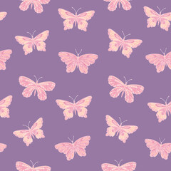 Fototapeta na wymiar Seamless vector pattern with butterfly. Decoration print for wrapping, wallpaper, fabric, textile. 