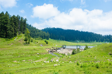 Fototapeta na wymiar A panoramic shot of Gulmarg located in the states of Jammu and Kashmir, India