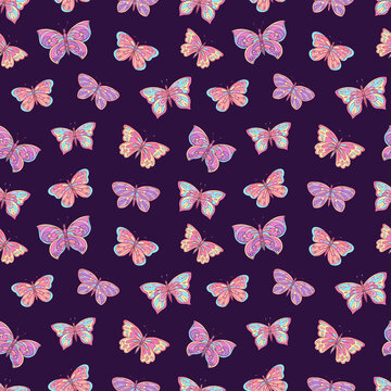 Seamless vector pattern with butterfly. Decoration print for wrapping, wallpaper, fabric, textile. 