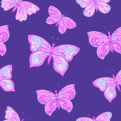 Fototapeta premium Seamless vector pattern with butterfly. Decoration print for wrapping, wallpaper, fabric, textile. 