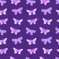 Fototapeta na wymiar Seamless vector pattern with butterfly. Decoration print for wrapping, wallpaper, fabric, textile. 