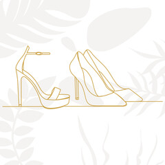 one continuous line drawing of women's shoes vector