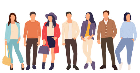people men and women in flat style, isolated, vector