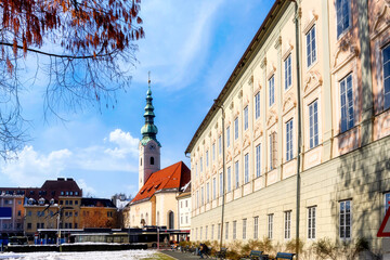 Obraz premium Heiligengeist church and Landhaus Klagenfurt, Austria. Popular tourist destination in Austria.