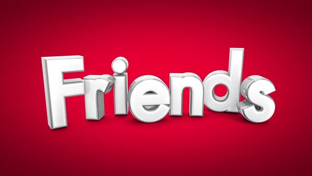 Friends Word Red Background Friendship Togetherness 3d Animation