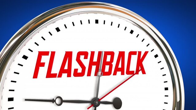 Flashback Clock Looking Backward in Time Rewind 3d Animation